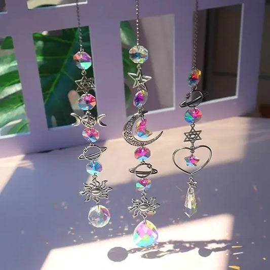 Luckacco Crystal Wind Chime Rainbow Maker Sun Catcher Dream Catcher Pendant Home Garden Decor Wind Chime, Holiday, Festival, Home Decor,