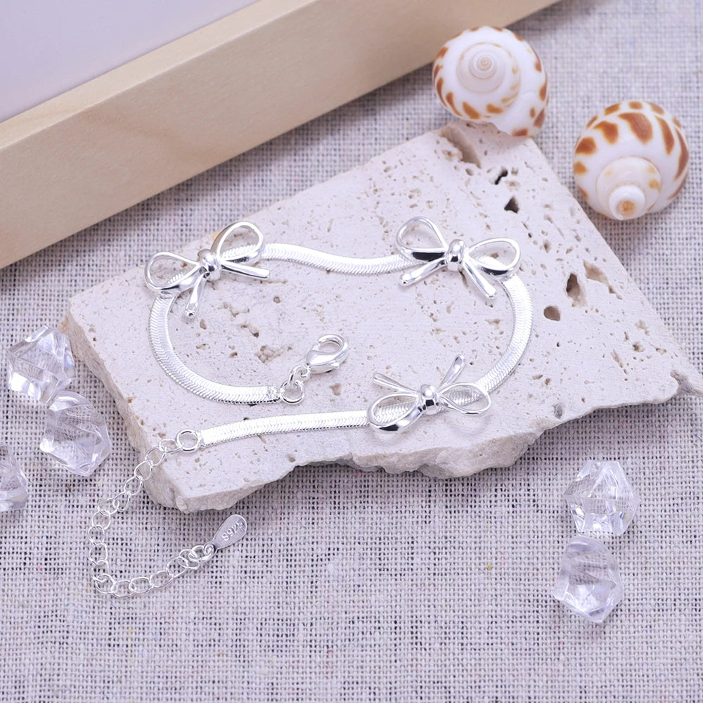 luckacco new 925 silver geometric bead punk peace of mind words irregular string bracelet for woman girl fashion jewelry gift dropship