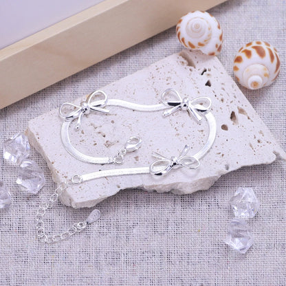 Luckacco New 925 Silver Geometric Bead Punk Peace of Mind Words Irregular String Bracelet For Woman Girl Fashion Jewelry Gift Dropship