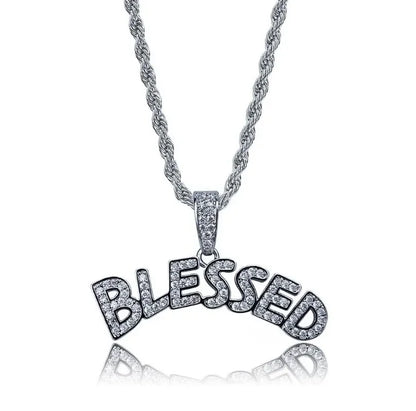 Luckacco Hip Hop Ice Out Zircon Letter Otf Letter Pendant Necklace for Men and Women Fashion Rock Party Jewelry Gift