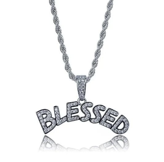 Luckacco Hip Hop Ice Out Zircon Letter Otf Letter Pendant Necklace for Men and Women Fashion Rock Party Jewelry Gift
