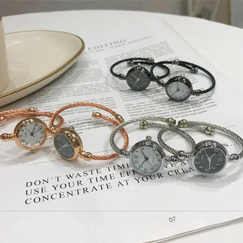 luckacco women watches small gold bangle bracelet watch stainless steel retro ladies quartz wristwatch fashion casual thin chain watches