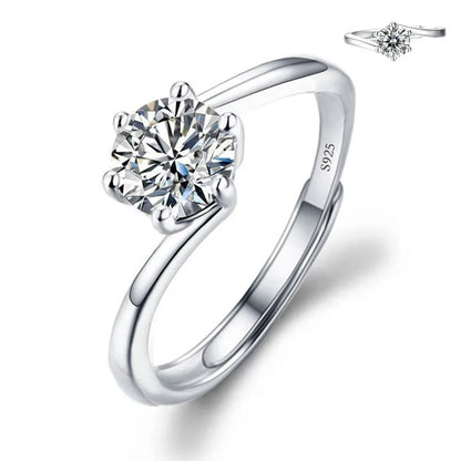 Luckacco Never Fade Luxury Classic 18K White Gold Color Ring Solitaire 2 Carat Zirconia Diamant Wedding Band Women Jewelry Accessories