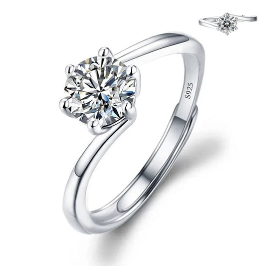 Luckacco Never Fade Luxury Classic 18K White Gold Color Ring Solitaire 2 Carat Zirconia Diamant Wedding Band Women Jewelry Accessories
