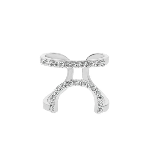 Luckacco Copper Inlaid Zircon Nail Ring Manicure Joint Ring for Women Trend Party Jewelry Fashion Party Jewelry Accessories Trendy