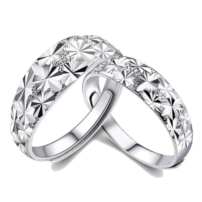 Luckacco High-quality Couple Wedding Ring for Woman Men 2Pcs Love Heart Zircon Adjustable Rings Fashion Stainless Steel Engaged Jewelry
