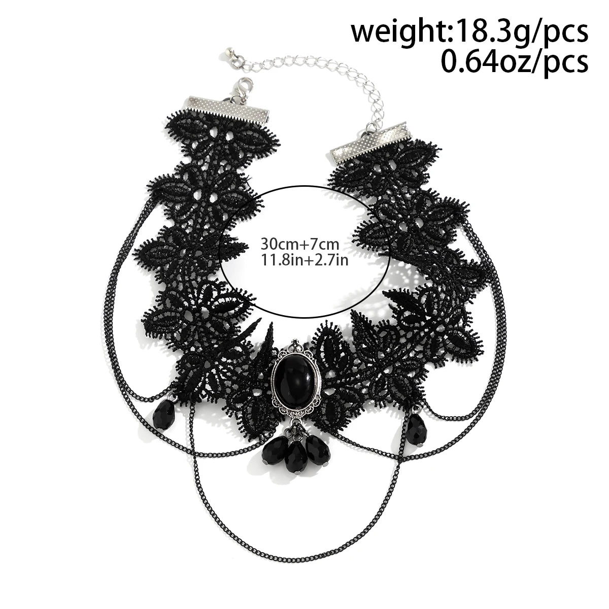 luckacco lacteo gothic black lace rope chain necklace crystal beads geometric charm chokers collar girls women party y2k jewelry new