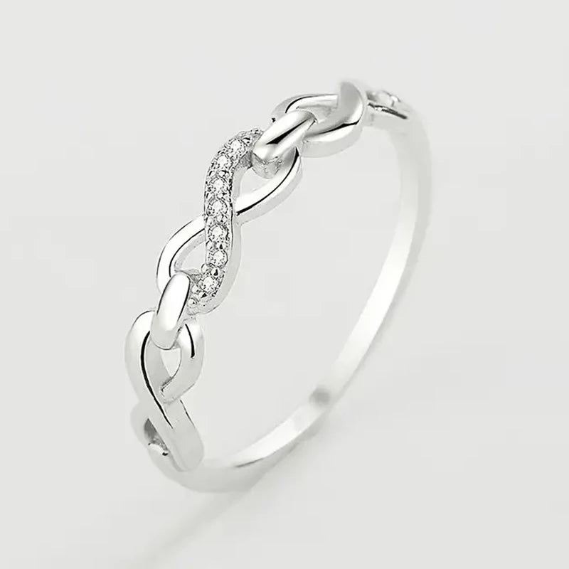 luckacco daily picks elegant infinity 8 shaped finger ring for women wedding band accessories silver color luxury trendy female jewelry gift
