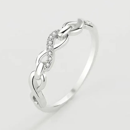 Luckacco daily picks Elegant Infinity 8 Shaped Finger Ring for Women Wedding Band Accessories Silver Color Luxury Trendy Female Jewelry Gift