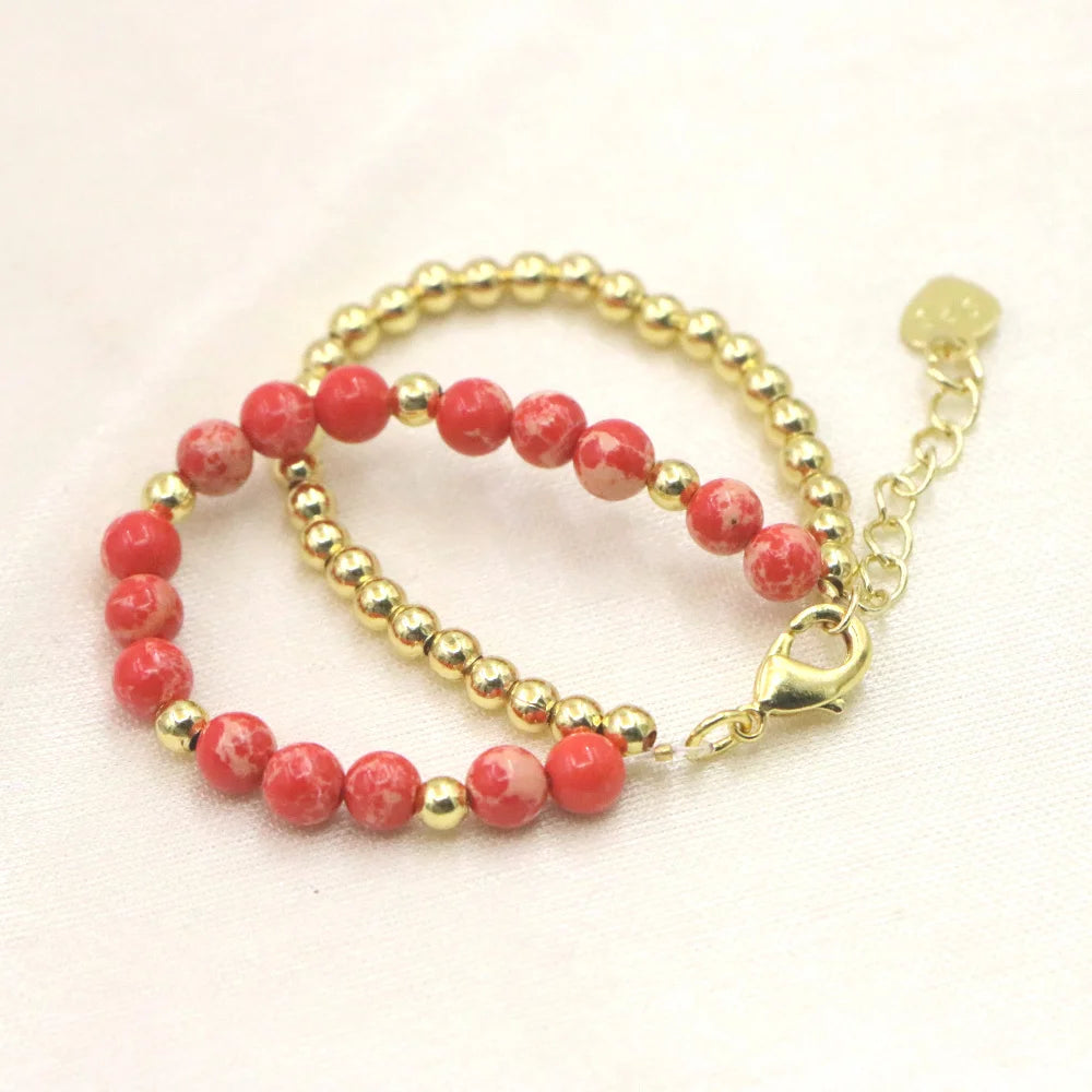 luckacco lovely fashion natural stone bead bracelet baby girls lobster clasp accessories girls yoga christmas wedding gift jewelry charm