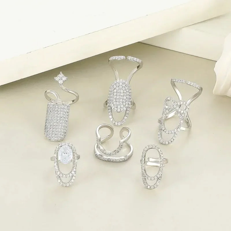 luckacco copper inlaid zircon nail ring manicure joint ring for women trend party jewelry fashion party jewelry accessories trendy