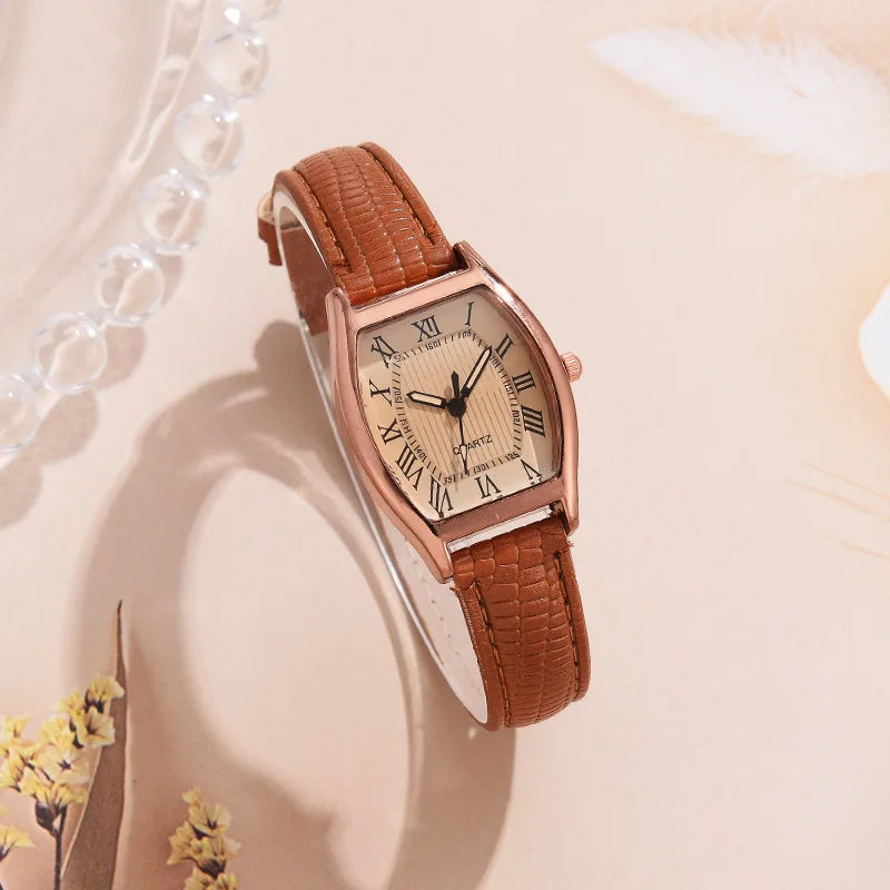 luckacco fashion women small ladies wristwatches brown retro vintage leather bracelet watch waterproof quartz wristwatches reloj mujer