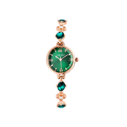 Luckacco Women's Fashion Quartz Small Green Watches Simple and Waterproof Female's Bracelet Watch Ladies Jade Wristwatch Clock