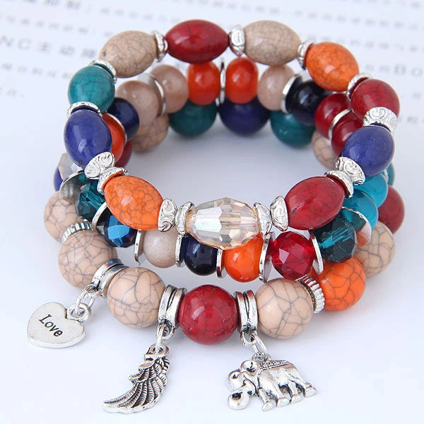 luckacco bohemian charm beads wrap bracelets & bangles for women boho flower leaf tassel bracelet multilayer bracelet femme 2024 new