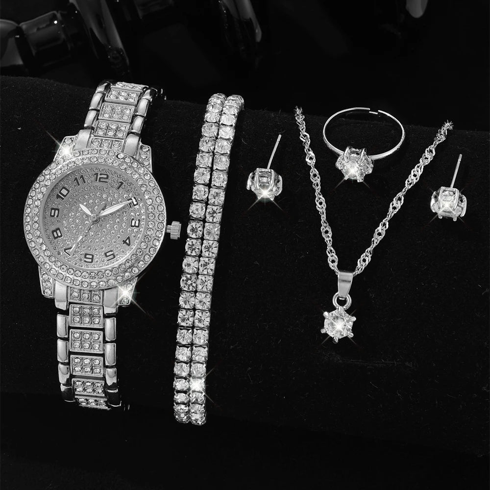 luckacco luxury women gold watch fashion ladies quartz diamond wristwatch elegant female bracelet watches set reloj mujer