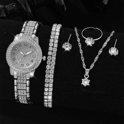 Luckacco Luxury Women Gold Watch Fashion Ladies Quartz Diamond Wristwatch Elegant Female Bracelet Watches Set Reloj Mujer