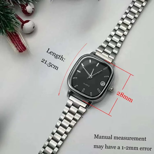 Luckacco Fashion Brand Men Watch Steel Strap Business Calendar Quartz Watches Luxury Wristwatches Gift  Big Dial Clock