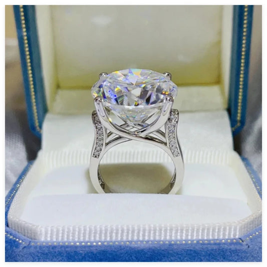 Luckacco Luxury Huge 20ct Pink Moissanite Diamond Ring Real 925 Sterling Silver Party Wedding Band Rings for Women Men Engagement Jewelry