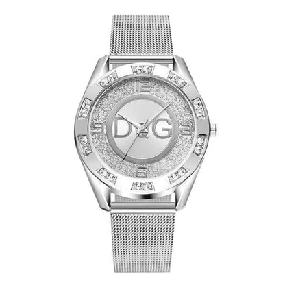 Luckacco Luxury 2025 Women's watches With Diamonds Simple Digital Design Ladies' Quartz Watch Casual Gold Mesh Belt Women Clock Strap