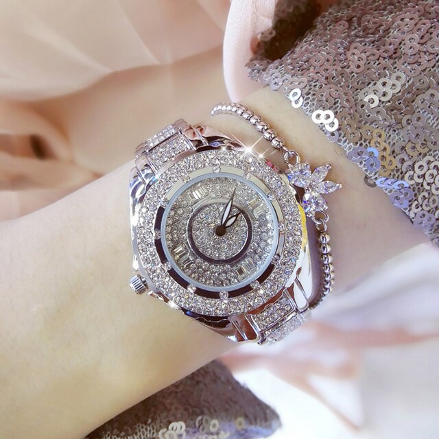 2022 Hot Sale Women Watches Lady Diamond Stone Dress Watch Gold Silver Stainless Steel Rhineston Wristwatch Female Crystal Watch - luckacco