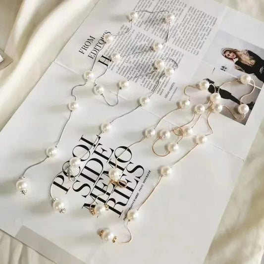 Luckacco Ladies Versatile, Beautiful Pearl Chain, Thin Waistband, Versatile Dress Waist Chain