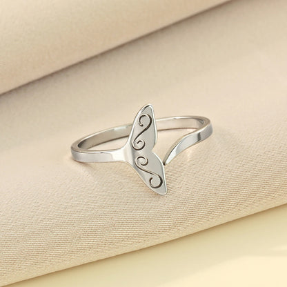 Luckacco Kinitial Stainless Steel Sea Whale Mermaid Fish Tail Knuckle Ring Dainty Jewelry Boho Romantic Anniversary Gift