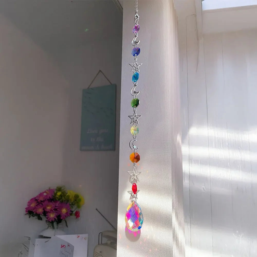 luckacco crystal wind chime rainbow maker sun catcher dream catcher pendant home garden decor wind chime, holiday, festival, home decor,