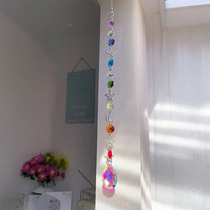 Luckacco Crystal Wind Chime Rainbow Maker Sun Catcher Dream Catcher Pendant Home Garden Decor Wind Chime, Holiday, Festival, Home Decor,