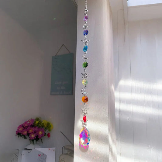 Luckacco Crystal Wind Chime Rainbow Maker Sun Catcher Dream Catcher Pendant Home Garden Decor Wind Chime, Holiday, Festival, Home Decor,