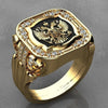 Luckacco New Simple Retro Fashion Men's Jewelry Luxury Zirconia Stamp Ring Men's Badge Ring Punk Street Niche Trend Party Jewelry Gifts