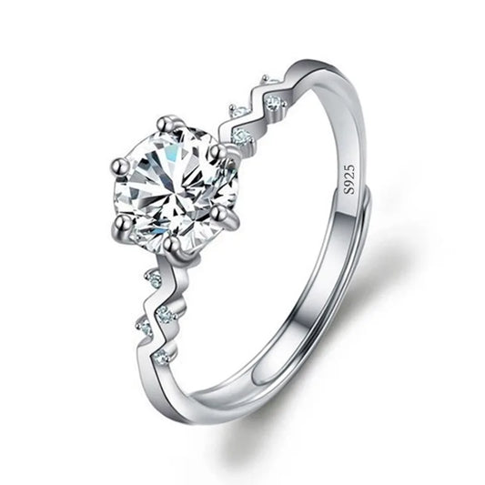 Luckacco Never Fade Luxury Classic 18K White Gold Color Ring Solitaire 2 Carat Zirconia Diamant Wedding Band Women Jewelry Accessories