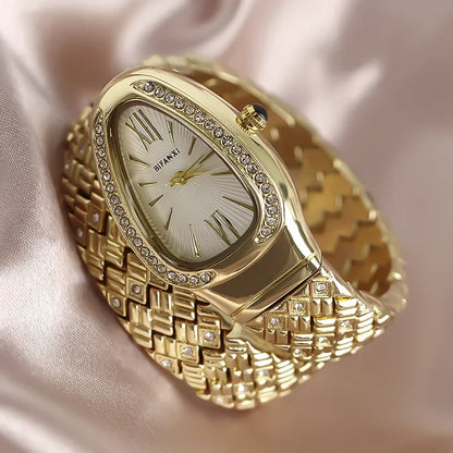 Luckacco Snake Watch for Women Hot Sale Luxury Stainless Steel Creative Watch Strap Quartz Wristwatch Fashion Lady Dress Jewelry Relogio