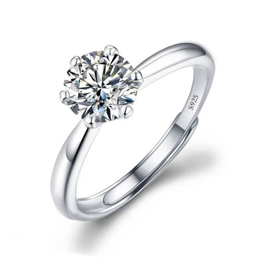 luckacco never fade luxury classic 18k white gold color ring solitaire 2 carat zirconia diamant wedding band women jewelry accessories