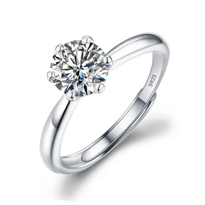 Luckacco Never Fade Luxury Classic 18K White Gold Color Ring Solitaire 2 Carat Zirconia Diamant Wedding Band Women Jewelry Accessories