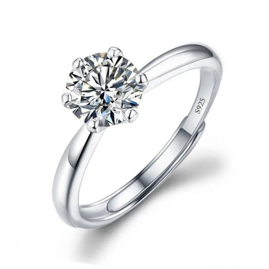 Luckacco Never Fade Luxury Classic 18K White Gold Color Ring Solitaire 2 Carat Zirconia Diamant Wedding Band Women Jewelry Accessories