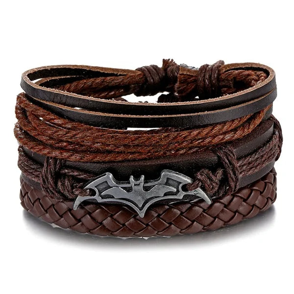 luckacco ifmia fashion beads leather wrap bracelet set men new design wristband multiple bracelets & bangles party wedding jewelry gifts