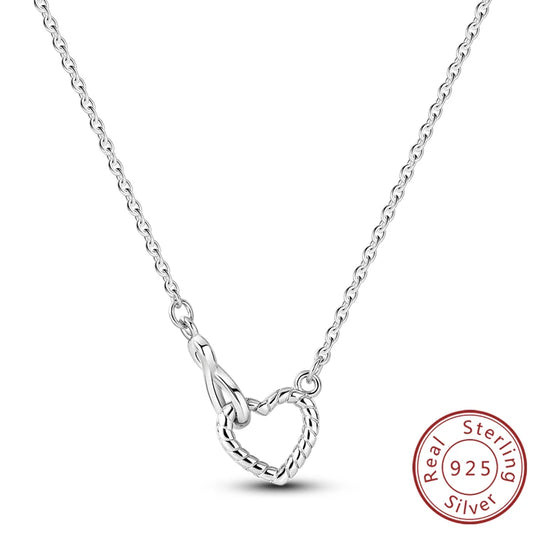 Luckacco Necklace 925 Sterling Silver Butterfly Love Heart Bear Classic Simple Adjustable Necklace For Women Girl Fashion Jewelry Gifts