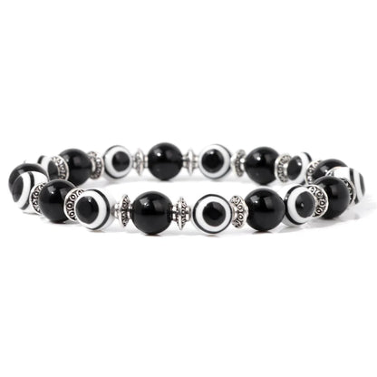 Luckacco Lucky Evil Eye Beads Bracelet Natural Stone Lava Hematite Bracelet Set Multilayer Bracelets Women Men Handmade Elastic Jewelry