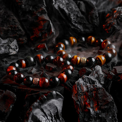 Luckacco 5A Real Natural Red Tiger Eye Beads Stone Bracelet Men Women Zircon Accessories Handmade Jewelry Gift for Girlfriend