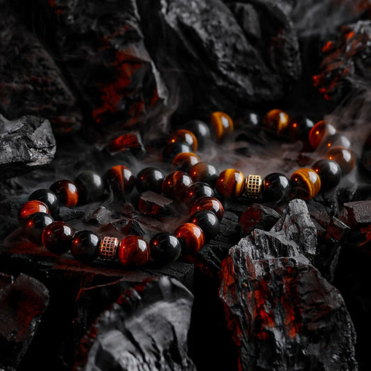 Luckacco 5A Real Natural Red Tiger Eye Beads Stone Bracelet Men Women Zircon Accessories Handmade Jewelry Gift for Girlfriend