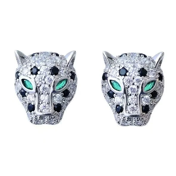 luckacco korea new design fashion jewelry exquisite copper set zircon colorful animal leopard earrings luxury women's gala party earrings