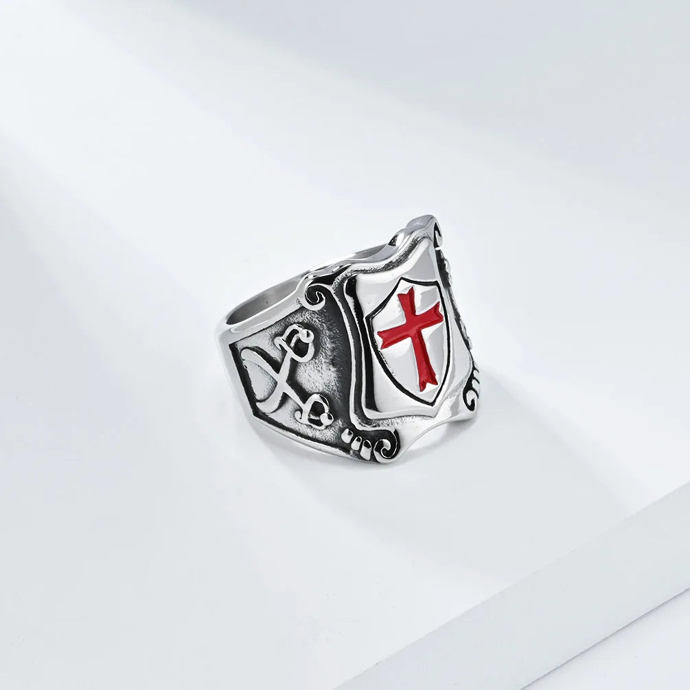 luckacco vintage exorcism saint benedict cspb cross ring men punk amulet christianity rings stainless steel jewelry gift