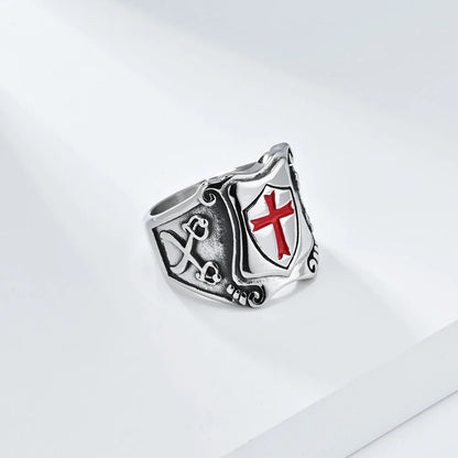 Luckacco Vintage Exorcism Saint Benedict Cspb Cross Ring Men Punk Amulet Christianity Rings Stainless Steel Jewelry Gift