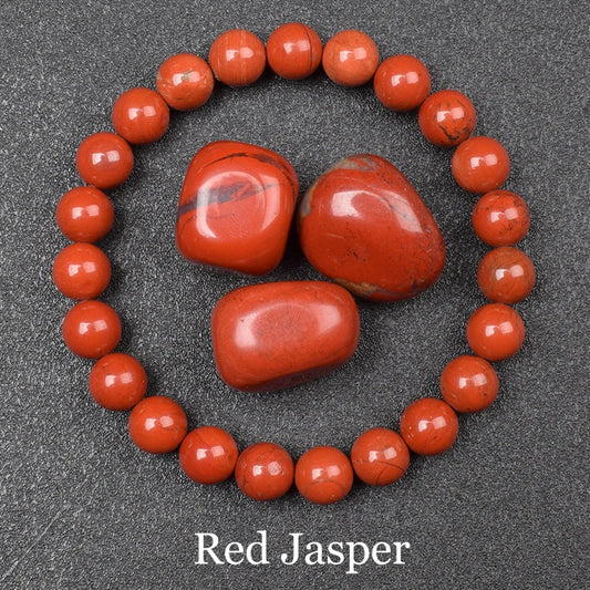 Luckacco Natural Dragon Blood Stone Bracelet Made of Real Natural Stones Beads Bracelets Gems Jewelry Women Men Genuine Bloodstone Jasper