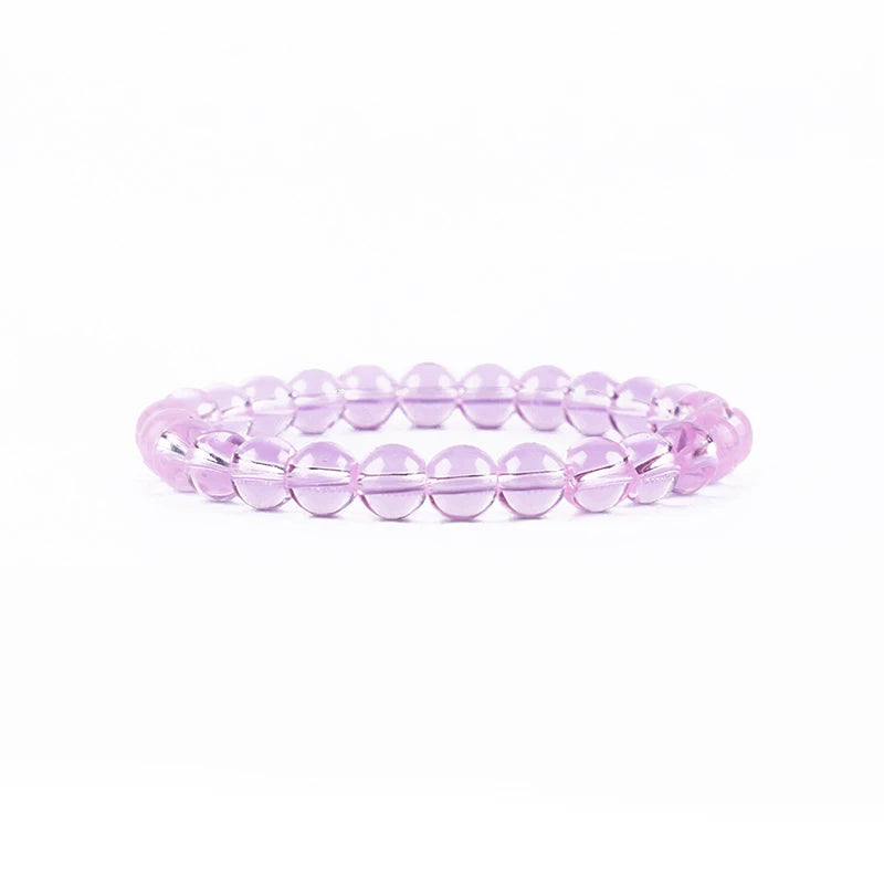 luckacco natural rock crystal bead bracelet women fashion reiki white clear quartz round stone strand bangles summer jewelry gift for kid