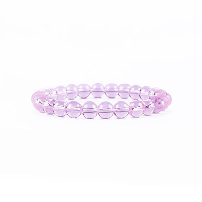 Luckacco Natural Rock Crystal Bead Bracelet Women Fashion Reiki White Clear Quartz Round Stone Strand Bangles Summer Jewelry Gift for Kid