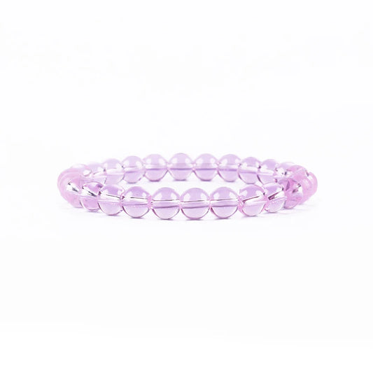 Luckacco Natural Rock Crystal Bead Bracelet Women Fashion Reiki White Clear Quartz Round Stone Strand Bangles Summer Jewelry Gift for Kid