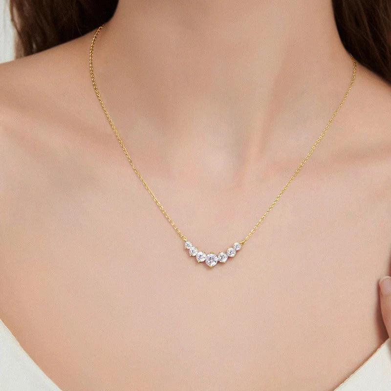 luckacco u-smile moissanite necklace d vvs1 for women d color sparkling lab diamon luxury necklaces 925 sterling silver gra certified