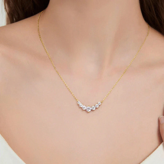 Luckacco U-Smile Moissanite Necklace D VVS1 for Women D Color Sparkling Lab Diamon Luxury Necklaces 925 Sterling Silver GRA Certified