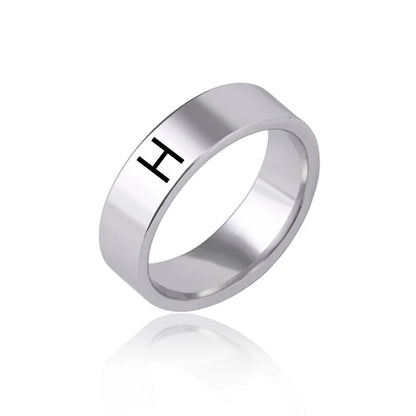 Luckacco Fashion 26 English Initial Letter Ring Stainless Steel Engraved Name Rings For Women Birthday Gifts